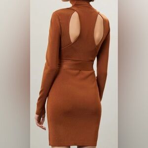 Toccin Sofia Racer Mini Dress, Elegant Long Sleeve Turtleneck